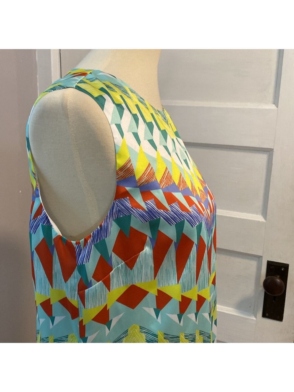 M by Missoni Geometric Print Abstract Sleeveless Shift Dress, Size 8 - Picture 9 of 14
